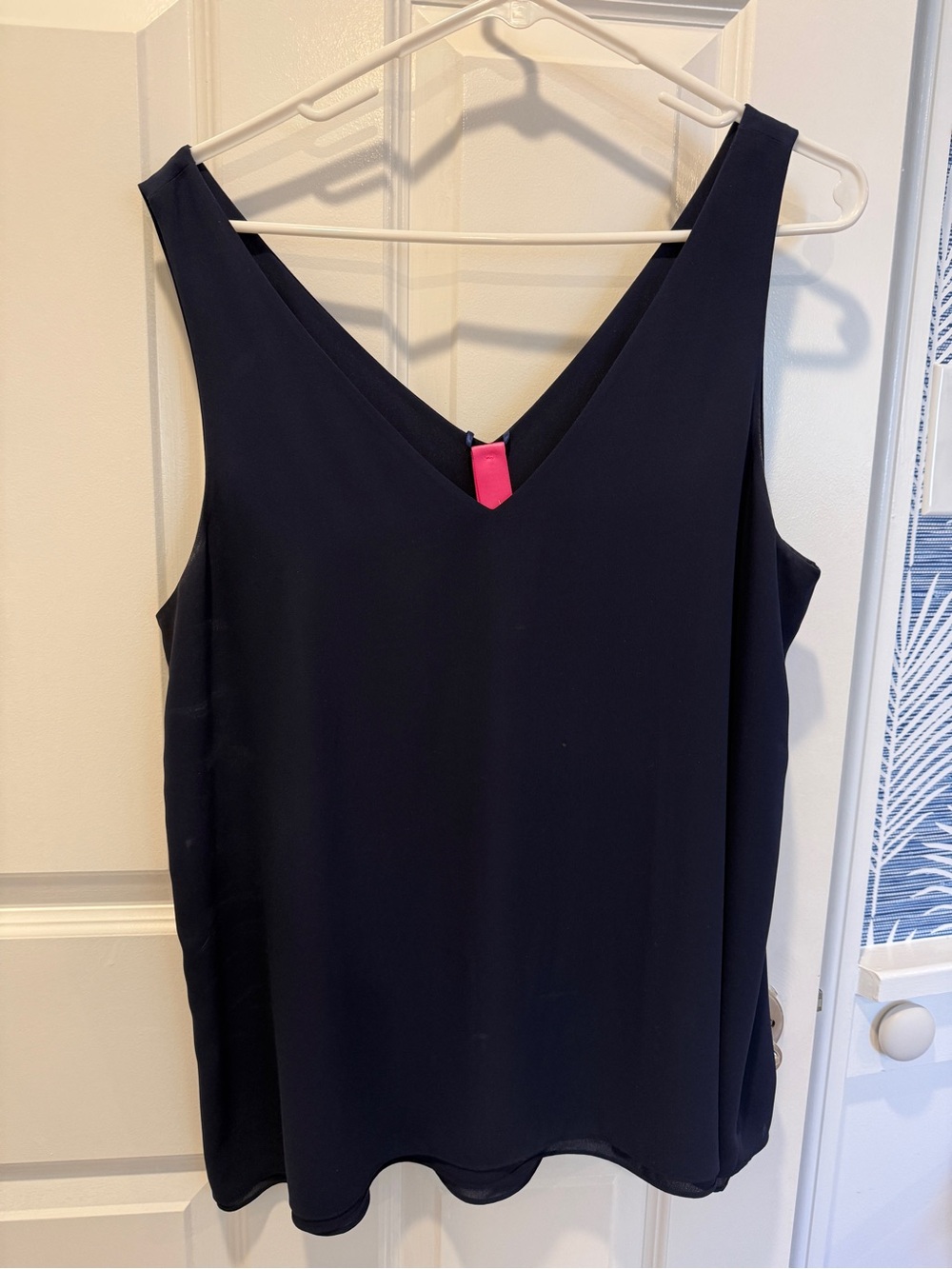 Lilly Pulitzer Navy V-Neck Tank with Pink Logo Tag
